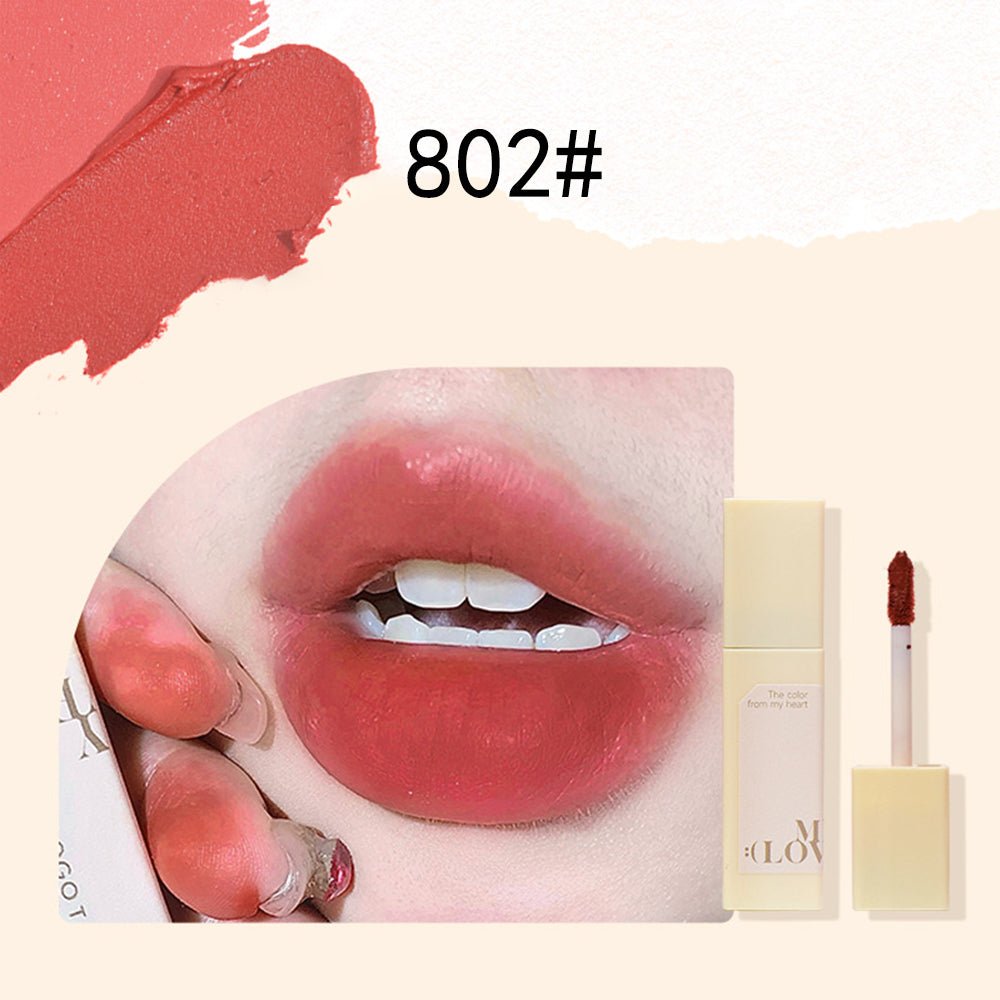 802# Coral Pink Lipstick Application on Medium Skin Tone