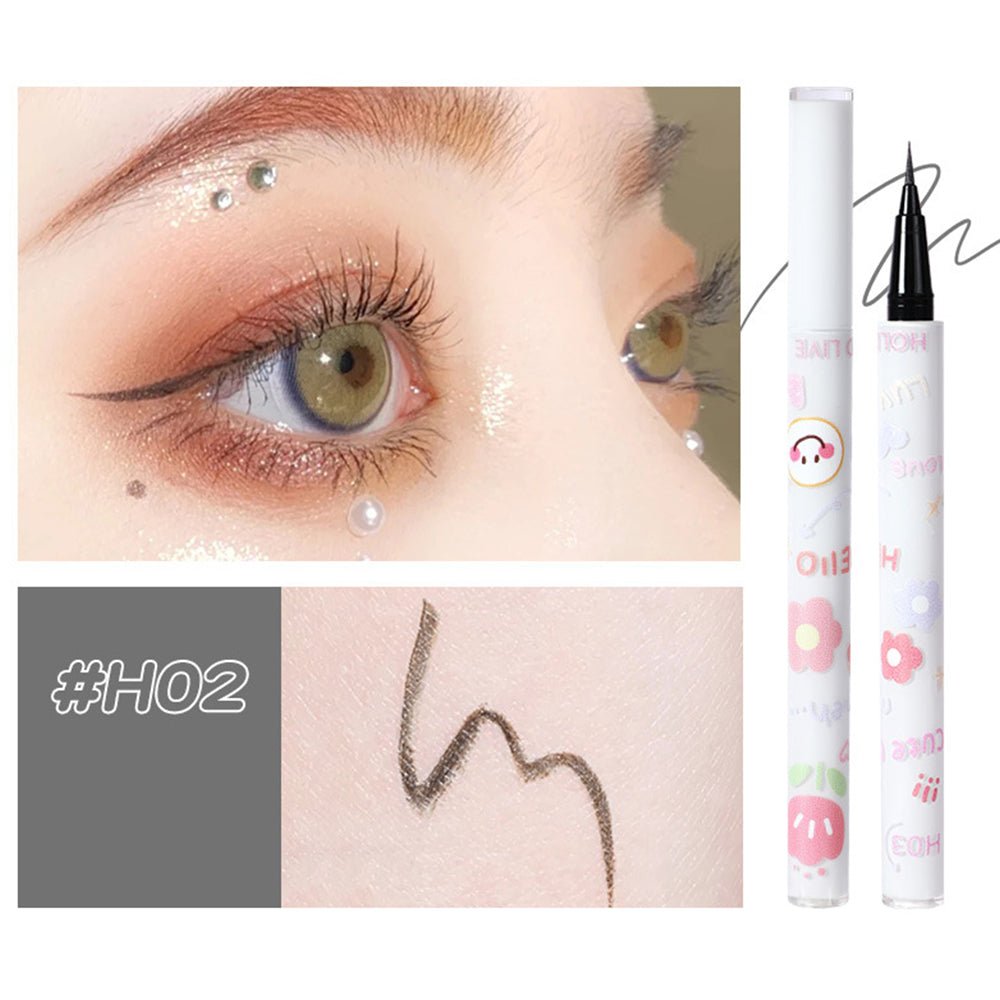 Eye makeup using HOLD LIVE H02 Gray Ultra-fine Liquid Eyeliner for a misty charm look.
