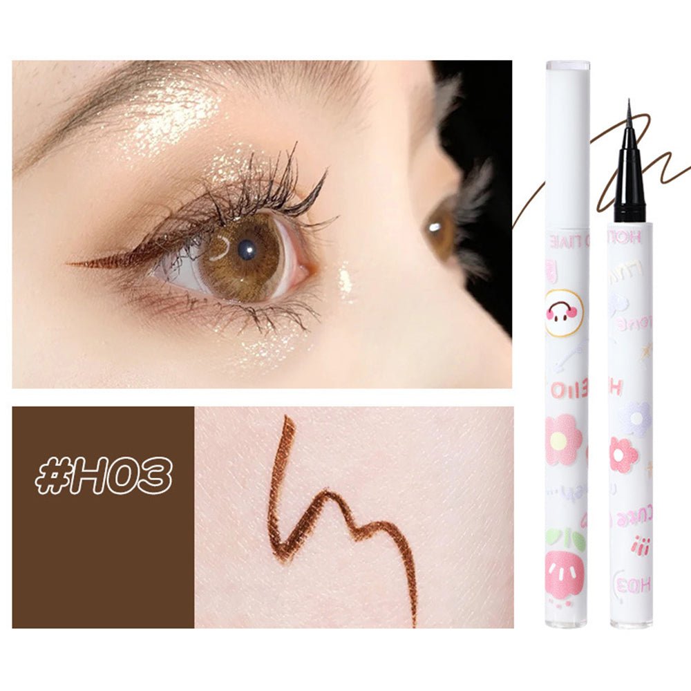Eye makeup using HOLD LIVE H03 Deep Brown Ultra-fine Liquid Eyeliner for natural depth.