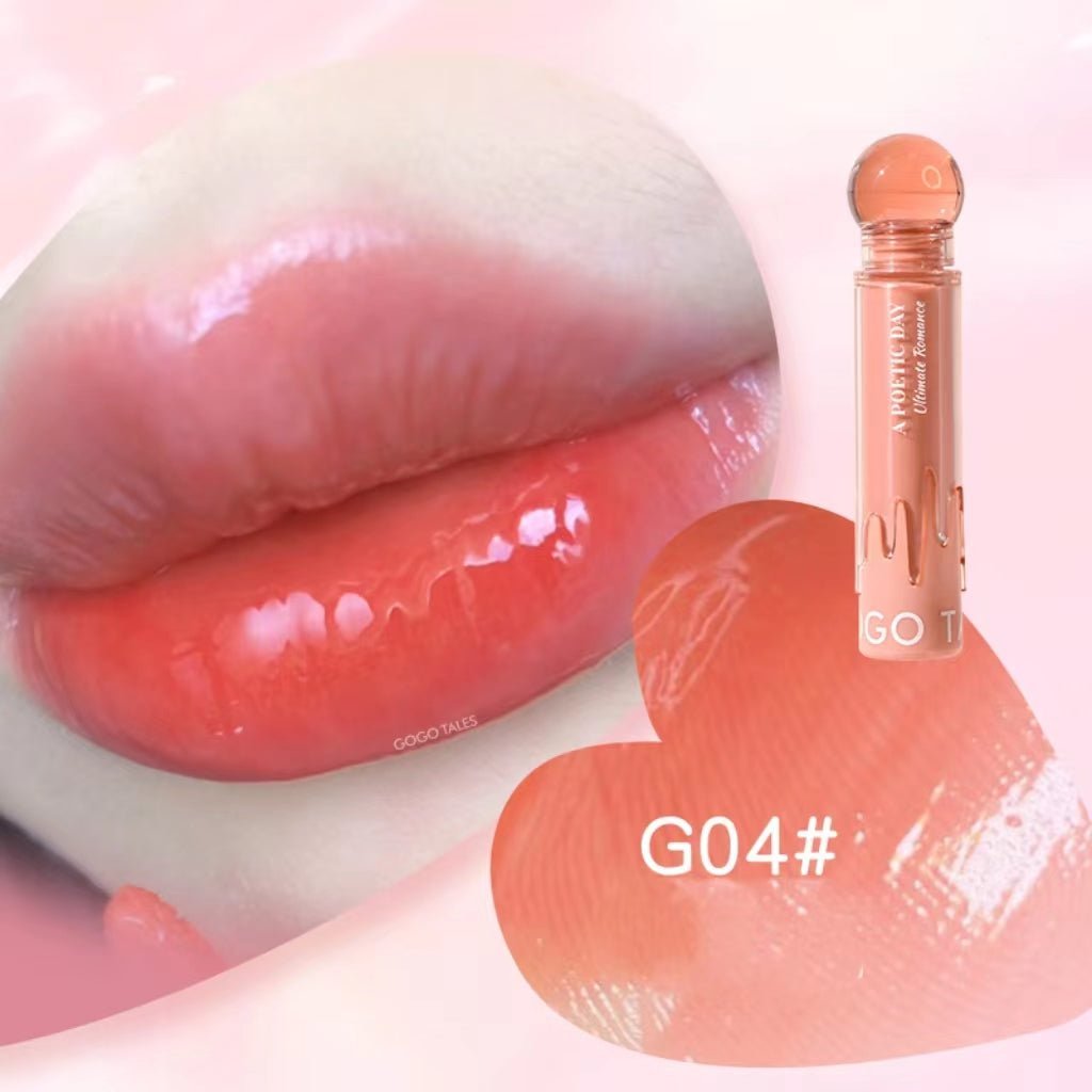 GOGOTALES G04 Coral Crush Lip Gloss - Juicy Orange-Pink Lips with Rainbow Duochrome Effect