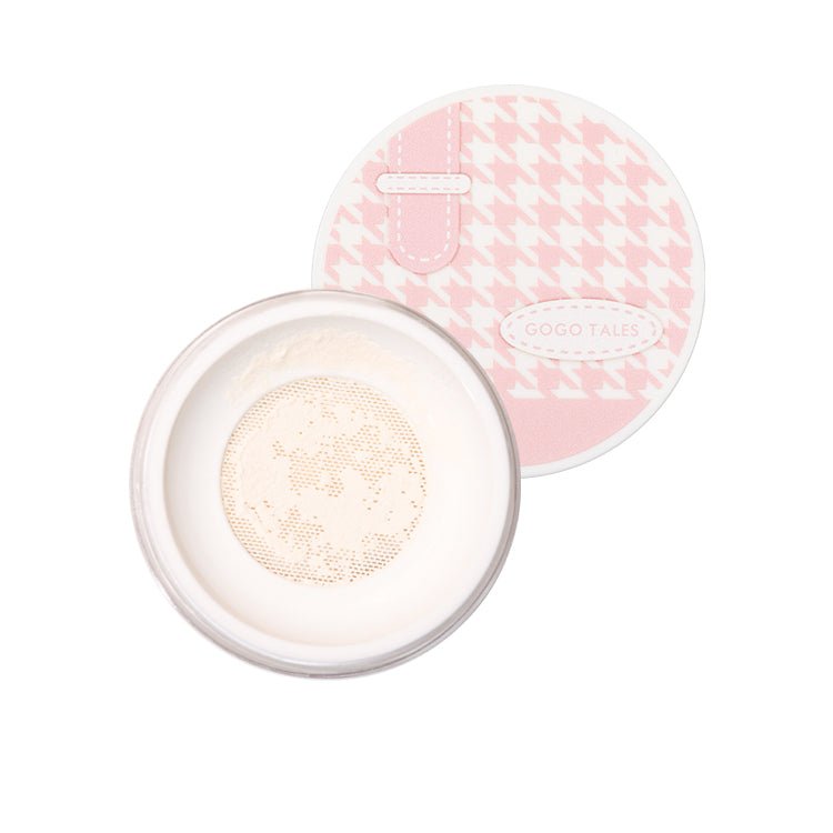 GOGOTALES Setting Loose Powder in P01 Natural Beige, showing the round compact case and powder puff applicator.