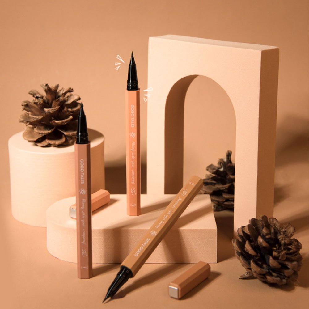 Gold Accent Eyeliner Design - Luxury Vegan Makeup Tool Display