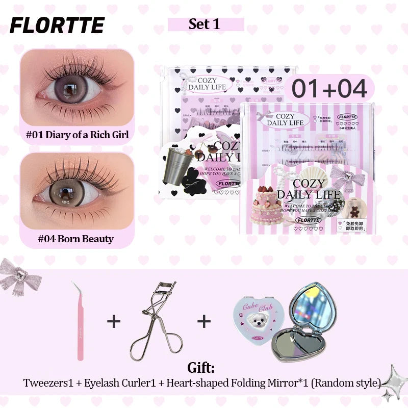 Set1 Tweezers1 + Eyelash Curler1 + Heart-shaped Folding Mirror*1 (Random style).