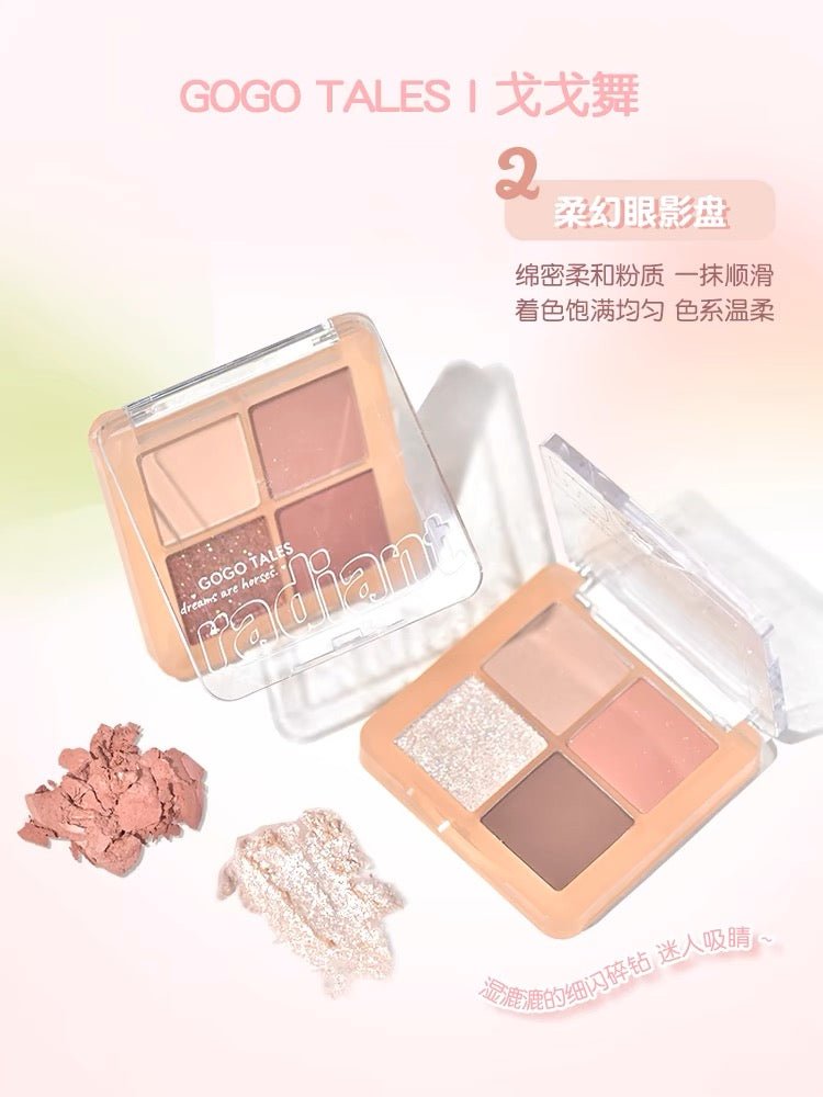 Gogotales Four - Color Eyeshadow Palette and Mirror Shine Lip Gloss Set - GOGOTALES眼影