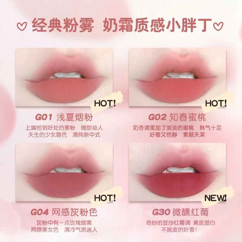 Thin Mud Gauze Lip Gloss - Velvet Matte Finish Best Selling Shades: G01 G02 G04 G30