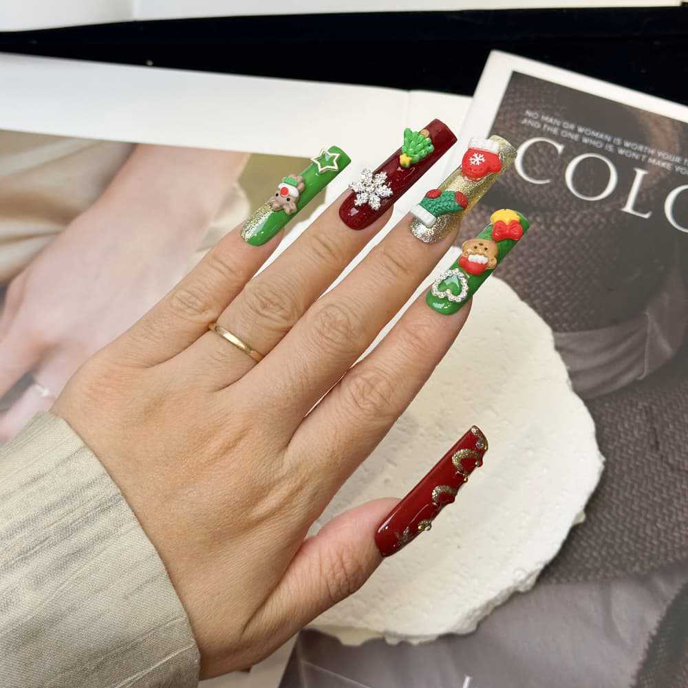 Christmas pure Detachable Handmade Wearable Nail Art - GOGOTALES - GOGOTALESPresson nails