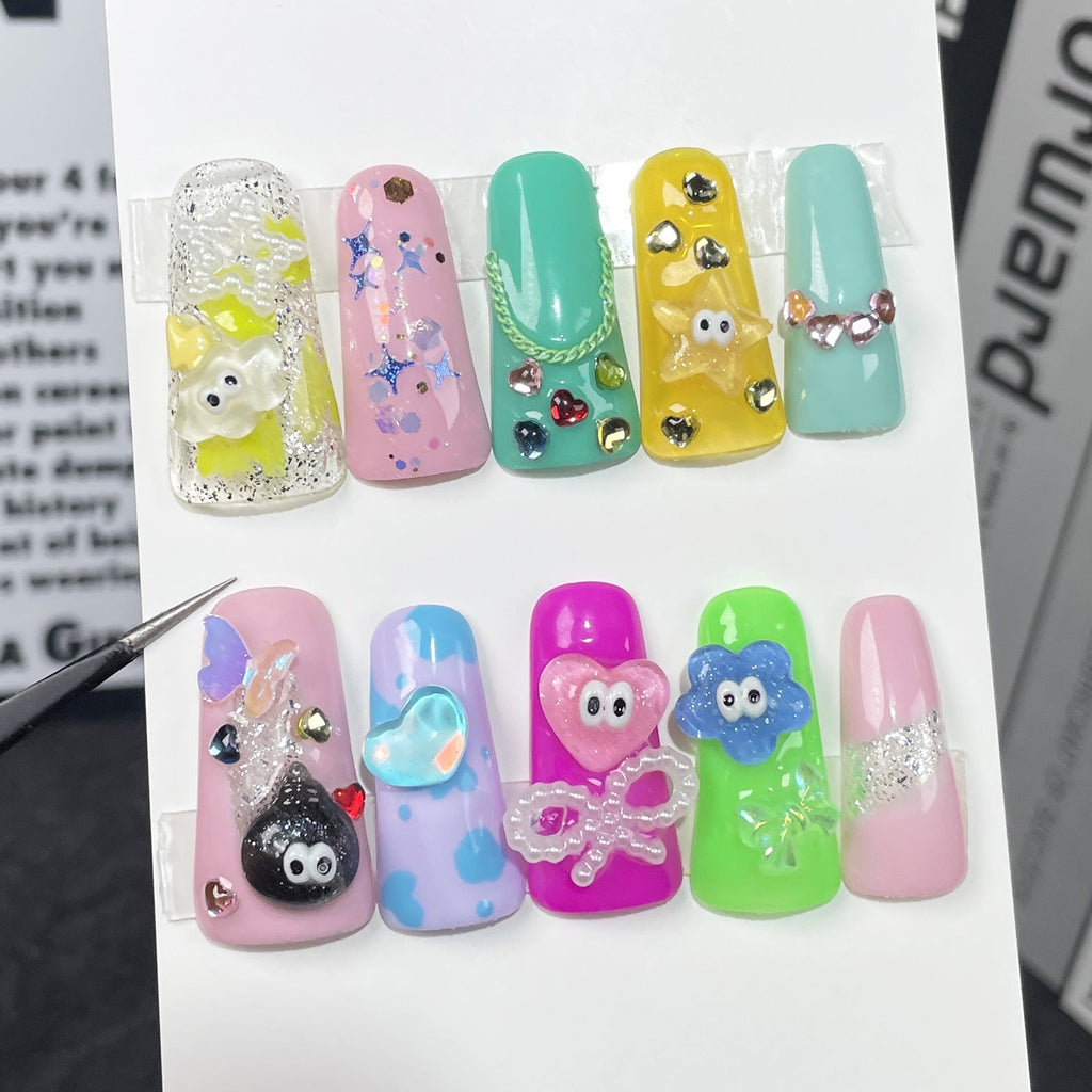 Duckbill Cartoon Dopamine Plastic Style Handmade Nails - GOGOTALES - GOGOTALESPresson nails