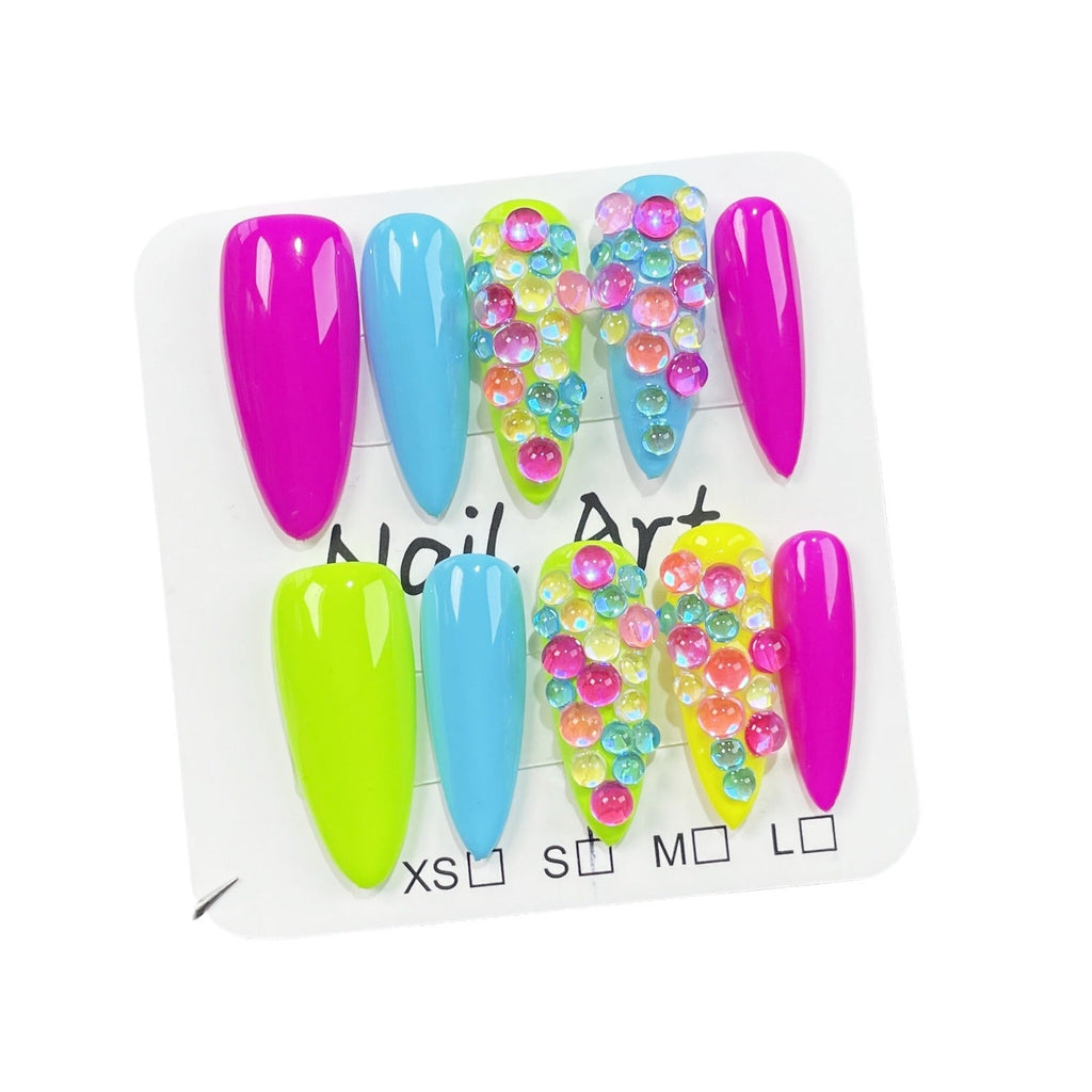 Fluorescent Handmade Candy Nail Stickers with Bold Glow - GOGOTALES - GOGOTALESPresson nails