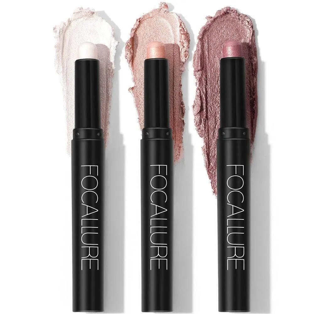 FOCALLURE 3Pcs Shimmer Cream Eyeshadow Stick Kit - GOGOTALES眼影