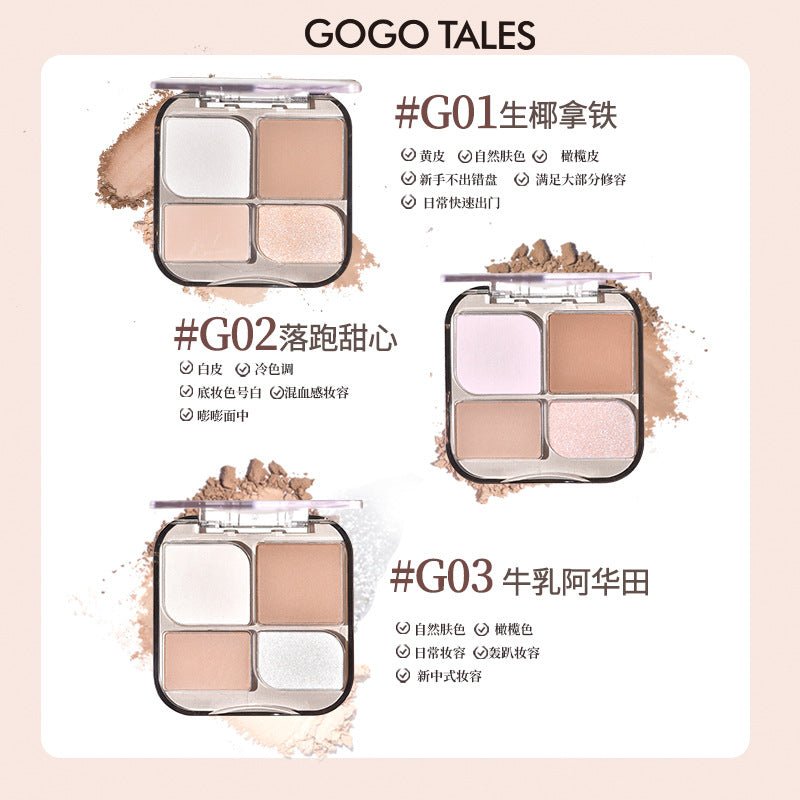 GOGOTALES 4 - Color Draw Shadow Naturally Contour Palette - GOGOTALES修容盘