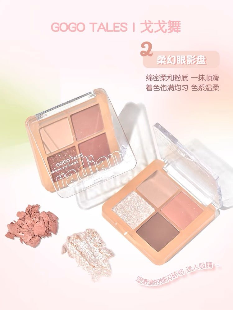 Gogotales Four - Color Eyeshadow Palette and Mirror Shine Lip Gloss Set - GOGOTALES眼影