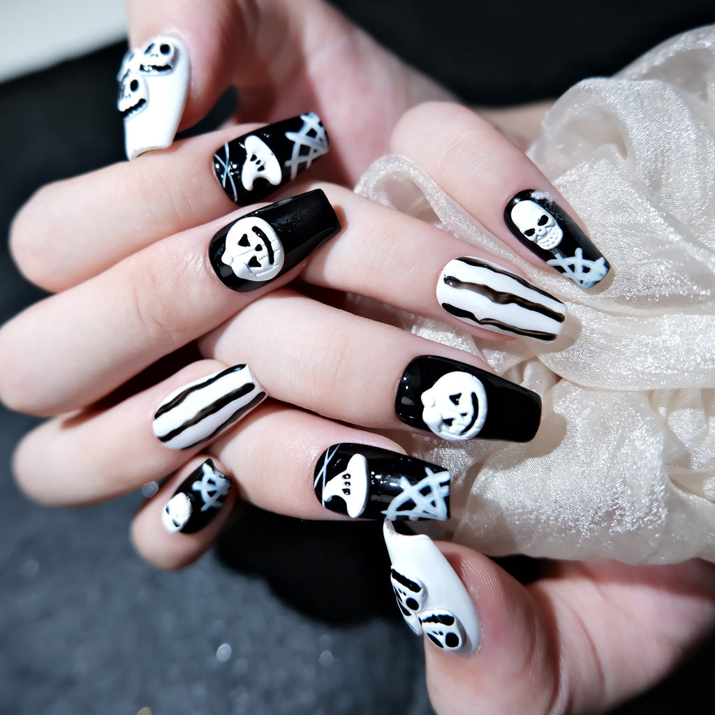 GOGOTALES Halloween Skeleton Short Ladder Press on Nails - GOGOTALESPresson nails