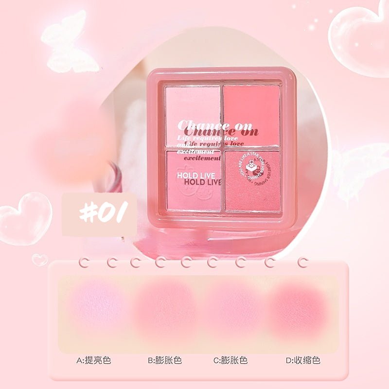 HOLD LIVE Pink Mist Four - Square Grid Blush Palette - GOGOTALES腮红