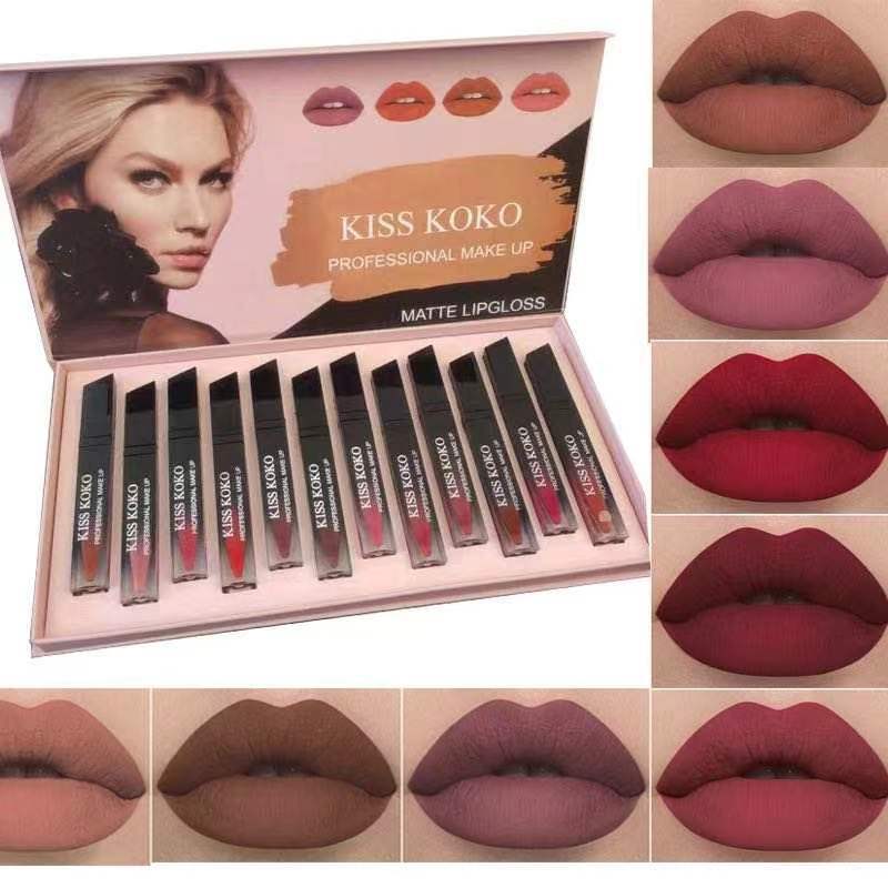 KISS COCO 12 lipsticks matte non - stick cup - GOGOTALES口红