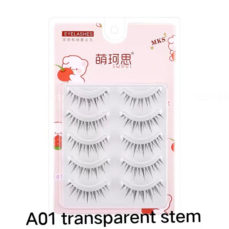 MKS Fine Transparent - Stem Natural Fiber Long Little Devil Style False Eyelashes - GOGOTALES假睫毛