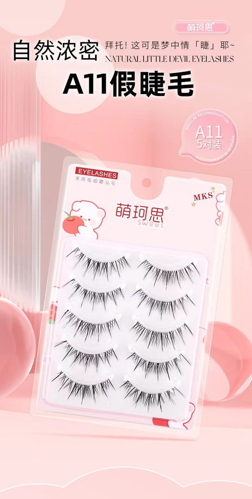 MKS Fine Transparent - Stem Natural Fiber Long Little Devil Style False Eyelashes - GOGOTALES假睫毛