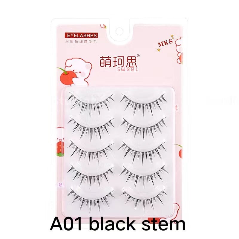 MKS Fine Transparent - Stem Natural Fiber Long Little Devil Style False Eyelashes - GOGOTALES假睫毛