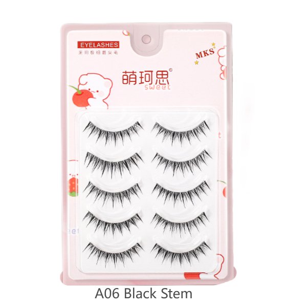 MKS Fine Transparent - Stem Natural Fiber Long Little Devil Style False Eyelashes - GOGOTALES假睫毛