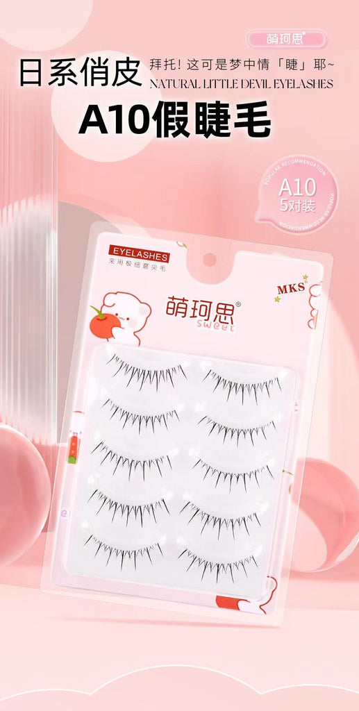 MKS Fine Transparent - Stem Natural Fiber Long Little Devil Style False Eyelashes - GOGOTALES假睫毛