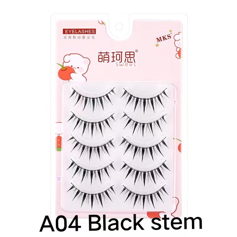 MKS Fine Transparent - Stem Natural Fiber Long Little Devil Style False Eyelashes - GOGOTALES假睫毛