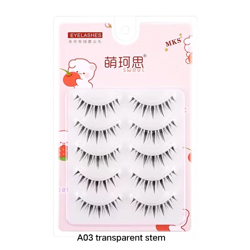 MKS Fine Transparent - Stem Natural Fiber Long Little Devil Style False Eyelashes - GOGOTALES假睫毛